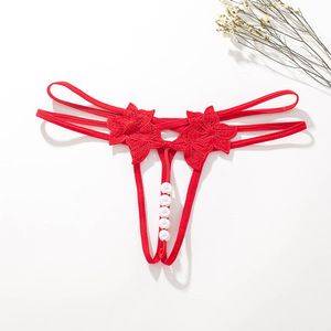 Biancheria intima erotica da donna Sexy con cavallo <span class=keywords><strong>aperto</strong></span> mutandine perizoma con perla - Product Image 1
