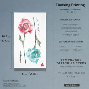 Autocollant de tatouage temporaire sexy pour le corps, imperméable, motif rose, pour femmes - Product Image 2