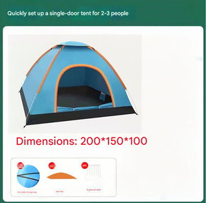 Tente pliante de camping en gros, faite à la main, en tissu Oxford double couche, avec poteaux en fibre de verre, une chambre, pour 3-4 personnes, pour les loisirs et le jeu en extérieur - Product Image 6