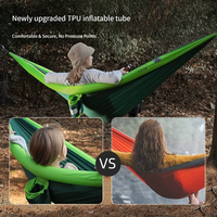 Vente en gros de balançoire hamac portable gonflable en polyester 200kg durable pour 2 personnes avec moustiquaire pour camping en plein air, OEM et ODM