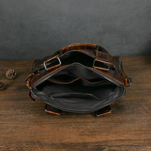 Sac messager rétro en cuir de vache véritable Andong pour hommes, sacoche d'affaires pour ordinateur portable 10 pouces, sac à bandoulière - Product Image 5
