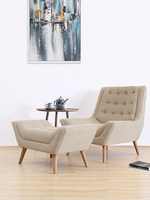 Fauteuil d'appoint capitonné en velours nordique avec ottoman, fauteuil de salon moderne à dossier haut, canapé simple pour salon, chambre à coucher, hôtel