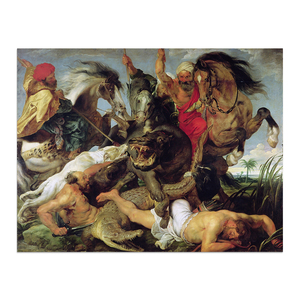 Reproducción de Calidad Museística de la Pintura Religiosa del Hipopótamo de Peter Rubens, Hipopótamo y Cocodrilo de Peter Paul Rubens, Famosa - Product Image 1