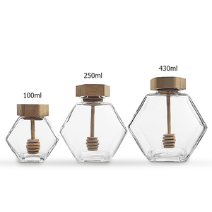 100ml 230ml 380ml <span class=keywords><strong>300g</strong></span> 500g pot <span class=keywords><strong>de</strong></span> miel d'abeille en verre en forme hexagonale <span class=keywords><strong>de</strong></span> luxe avec couvercle en <span class=keywords><strong>bois</strong></span> <span class=keywords><strong>de</strong></span> bambou - Product Image 4