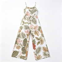Combinaison Hawaïenne sans Manches à Imprimé Floral en Polyester et Rayonne, Coupe Ample et Décontractée, Style Bohème, Qualité Supérieure, Collection 2026 pour Femme