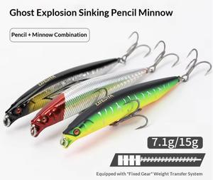 Leurre de pêche en eau salée Ghost Explosion Far Throat Submerged Pencil Mino Luya avec système de transfert de gravité central pour pêche en eau morte et en eau vive - Product Image 2