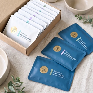 Custom Printed Heat-Sealed Plastic Pouch Small Skincare Sample Sachet for Cosmetic Packaging Spout <b>Bag</b> with Seal Handle - Product Image 1