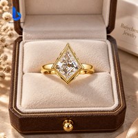 Nouvelle Arrivée Bague en Argent Sterling S925 en Forme de Cerf-volant avec Pierre Moissanite pour Femme, Bijoux Fins pour Rendez-vous