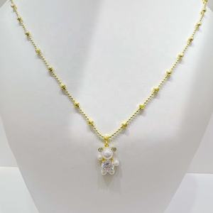 Precio de fábrica, plata 925, chapado en oro, collares sencillos de lujo, joyería fina, collar de cuentas delicadas con circonita para el verano, para niñas. - Product Image 2