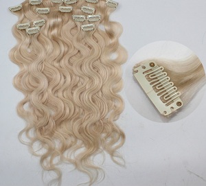 Clip trong 7 Bộ Bán buôn dệt Curl phần mở rộng tóc 100 gam sắt Remy viring tóc con người - Product Image 1
