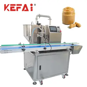 KEFAI Servo Pistão Rotor Bomba Máquina De Enchimento De Manteiga De Amendoim Pasta Única Cabeça Máquina De Dosagem Com Transportador