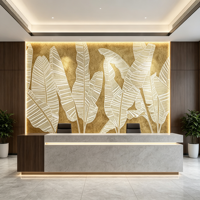 Papier peint mural moderne de luxe à feuilles dorées, papier peint artistique, pour hall d'hôtel, salle privée de restaurant, décoration de couloir de club