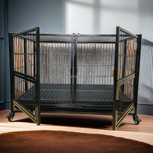 กรงสุนัขพับได้แบบซ้อนได้กรงเหล็กและโลหะพร้อมพื้นระบายน้ำพลาสติก - Product Image 4