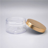 Pot en plastique PET à paroi simple et à large ouverture avec couvercle, emballage doré, 250 ml/250 g, pour soins de la peau
