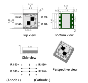LED IR à double longueur d'onde 850NM 940NM 6W SMD 5050, capteur en céramique de qualité industrielle pour l'automatisation, la biométrie, la <span class=keywords><strong>vision</strong></span> nocturne - Product Image 2
