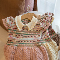 Nouvelle Robe Pull Jacquard Fair Isle à Col Revers pour Filles, Collection Automne 2026