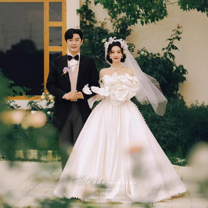 Wedding Dress Ball Gown Empire Waist Sweetheart Neckline Organza Vintage White Bridal Gown For Outdoor Wedding Photography - Product Image 5