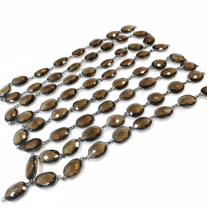 โซ่เชื่อมต่อ bezal แบบ briolette ขนาด12ถึง15มม. ทำเครื่องประดับแบบต่อเท้าฟรีควอทซ์ควันธรรมชาติ - Product Image 1