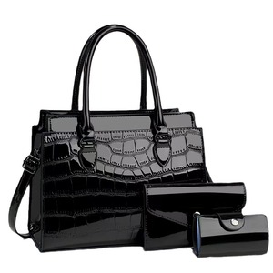 Wholesale Handbags New Fashion Bright Pu Leather Pattern Three-piece Large Capacity Shoulder Crossbody Hand Bag - Product Image 1