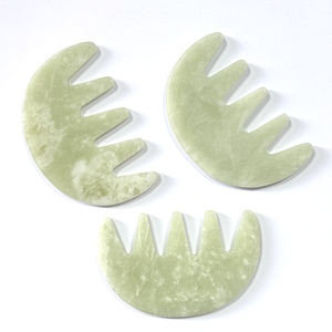 Milk Green Color Pure Xiuyu Jade Scalp Comb with Five Teeth for <b>Head</b> Care - Product Image 3