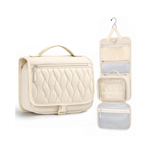 Bolsa de Aseo Colgante Desmontable con Diseño de Diamantes Acolchados, Transparente, Visible, Impermeable - Product Image 1