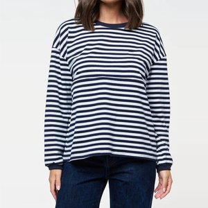 Blusa de Lactancia Casual para Mujer, Transpirable, con Cuello Redondo, Manga Larga, Diseño a Rayas, en Capas, Excelente para Todas las Temporadas - Product Image 2