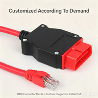Cable de Diagnóstico OBD2 RJ45 Amarillo y Rojo DC al por Mayor, Cable de Programación Automotriz con Codificación ENET, Longitud y Asignación de Pines Personalizables