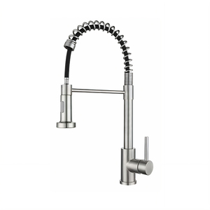 Grifos mezcladores flexibles en frío y caliente, grifo de agua para fregadero, grifos de cocina de resorte extraíbles de acero inoxidable negro con rociador extraíble - Product Image 6