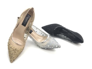 <b>Rhinestone</b> Pointed Toe High Heels Women Pumps Party Wedding Shoes Transparent PVC PU Rubber Solid Bridal Shoes <b>Mesh</b> <b>Top</b> Grade - Product Image 4