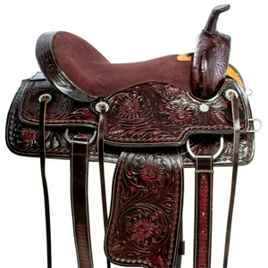 Silla de Montar de Rodeo SAISHAS de Cuero Genuino Ligero de Primera Calidad, Estilo Occidental, Personalizable, Hecha a Mano, Cómoda para Carreras de Barriles - Product Image 1