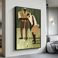 Peinture à l'huile sur toile grand format, personnalisée, motif golf, peinte à la main, avec cadre, pour décoration murale, marque ZM, style moderne pour salon, vente en gros