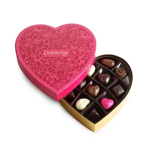 יוקרה לב בצורת קופסות שוקולד פיצוץ אריזת מתנה אריזה עם חוצצים
