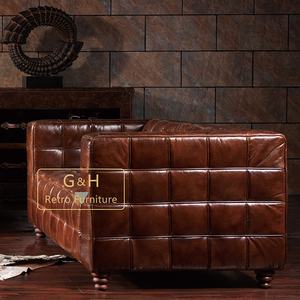 Best Home Living Room Furniture China Sale American <span class=keywords><strong>Vintage</strong></span> Corner importato divano in vera pelle nera - Product Image 6