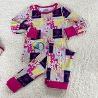 ZS Nieuwe Herfst Kinderkleding Schaakbord Aardbei Print Pyjama Lange Mouwen Broek 2-delig Bamboe Loungewear Set OEM Meisjeskleding