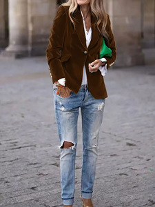 Chaqueta de <span class=keywords><strong>Mujer</strong></span>, Estilo <span class=keywords><strong>Blazer</strong></span>, Primavera 2025, Estilo Europeo y Americano, <span class=keywords><strong>Terciopelo</strong></span>, Elegante, Entallada, en Oferta - Product Image 6