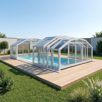 Véranda moderne en verre feuilleté avec structure en aluminium, résistante à l'humidité et à la neige, légère, facile à installer, pour usage résidentiel extérieur