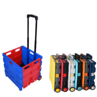 Carrito de Compras Plegable de Plástico Personalizable al por Mayor, con Ruedas de 35 kg, Capacidad de 45 L, Color Azul, para Supermercado