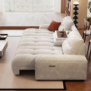Sofá Eléctrico Retráctil para Sala de Estar, Sofá Cama con Tela Resistente a Arañazos, Estilo Crema, Moderno, Simple, Sofá Recto - Product Image 5