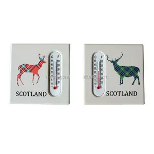 custom souvenir design square ceramic fridge magnet sale with thermometer