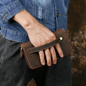 Pochette en cuir Andong pour homme, portefeuille long grande capacité en cuir de vache véritable, sacoche de téléphone en cuir Crazy Horse, tendance - Product Image 2