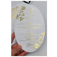 Cartes de menu de mariage rectangulaires blanches en papier fait main avec dorure à chaud pour restaurant, avec carte de nom personnalisée