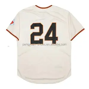 En İyi kalite #9 mat Williams #22 Will Clark #24 Willie Mays #25 Barry Bonds işlemeli amerikan beyzbol forması