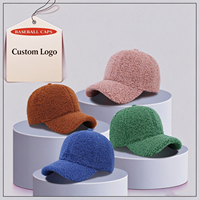 Casquette de baseball en molleton bouclé mélange de laine avec logo personnalisé tissé, vente en gros, casquette chaude d'hiver, fournisseur OEM ODM