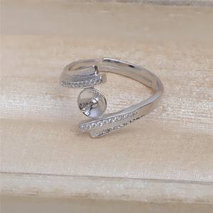 Wenchi S925 Pure <b>Silver</b> Accessory <b>Ring</b> Holder 16914 <b>Cross</b> Shaped Matte Finish Opening 8-10 Pearl <b>Ring</b> Empty Jewelry China - Product Image 4