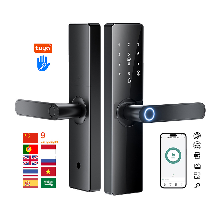 Wifi Tuya TTLock Digital Biometric Fingerprint Interior Room Smart Wood Door Handle Lock for Bedroom Indoor