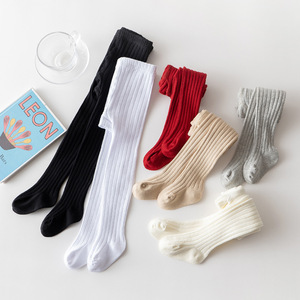 Collants côtelés pour bébé mignon, collants basiques en coton tricoté côtelé pour bébés, collants pour bébés - Product Image 1