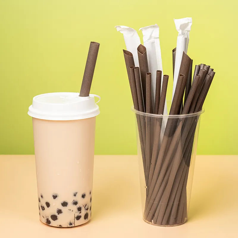 LOKYO Custom disposable bio pla drinking straw compostable tea residue fiber straws in stock