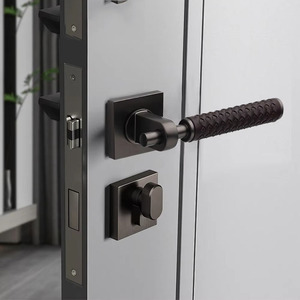 Manija de Puerta Cuadrada de Aleación de Zinc con Diseño Negro Mate para Puertas Interiores, Herraje de Arquitectura Simétrica - Product Image 1