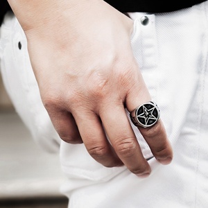 High Quality Fallen Angel Fashion Jewelry <strong>Pentagram</strong> Rings Stainless Steel <strong>Goat</strong> <strong>Head</strong> Satan - Product Image 5