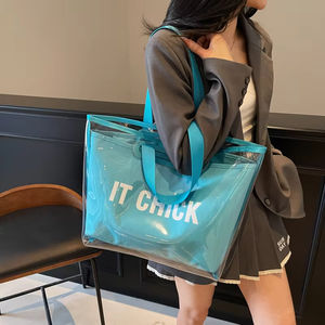 Bolso <span class=keywords><strong>de</strong></span> mano transparente <span class=keywords><strong>de</strong></span> PVC <span class=keywords><strong>de</strong></span> gelatina transparente <span class=keywords><strong>de</strong></span> gran capacidad, impermeable, informal, estilo coreano, estilo coreano, bolso <span class=keywords><strong>de</strong></span> género neutro - Product Image 4